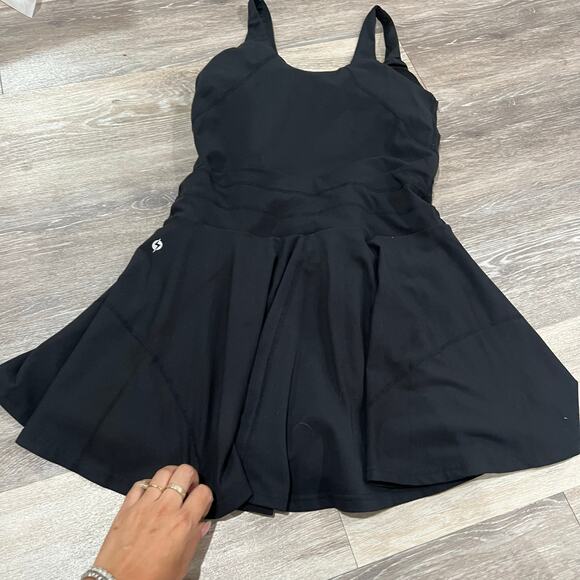 Popflex Black Twirl Dress Built In Shorts Tennis Athletic Dress Large - Picture 8 of 10